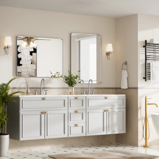 Modern Rounded Rectangle Metal Frame Wall Mirror