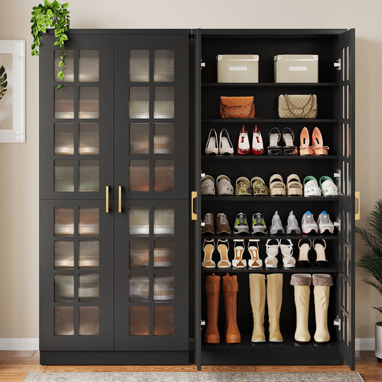 9-Tier Shoe Cabinet with Adjustable Shelves and Doors (71 Inches)