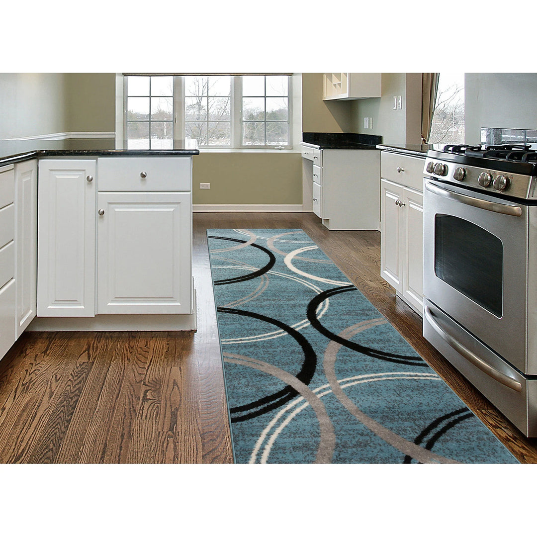 Contemporary Abstract Circles Design Area Rug