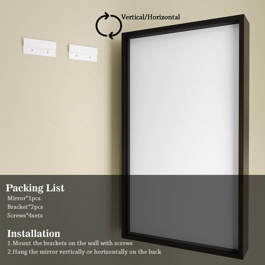 Modern Metal Framed French Cleat Mounted Wall Bathroom Vanity Mirror