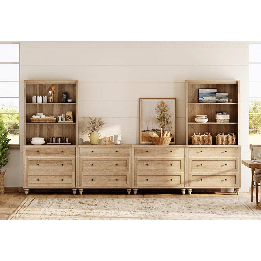 Entertainment Center with Bookshelves for Tvs up to 75", Oak