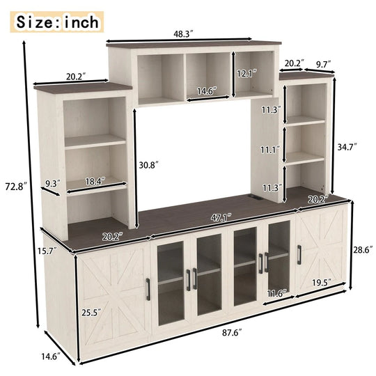 Wall Entertainment Center with Charging Station and USB Charging for Tvs