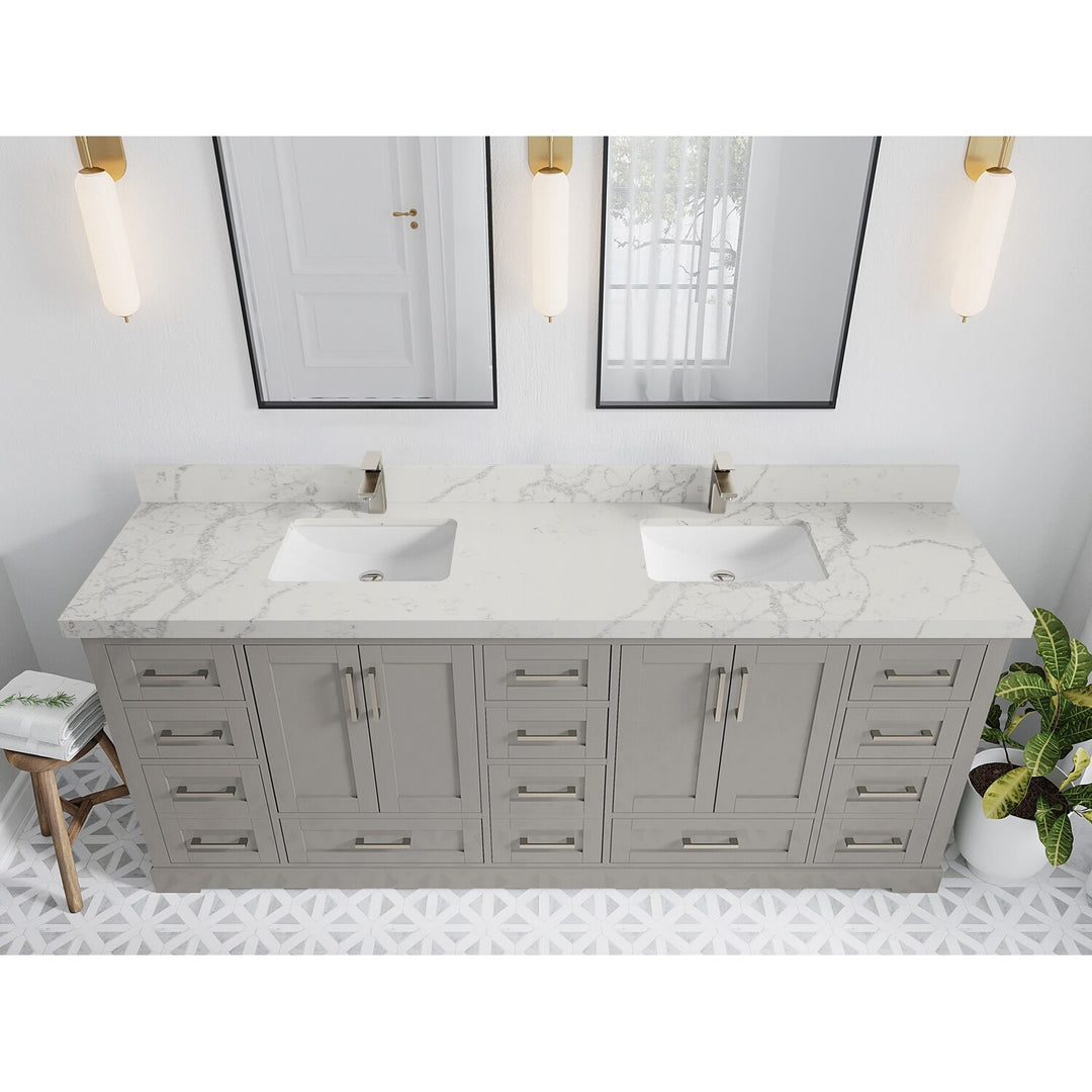 Willow Collection 84 in W X 22 in D X 36 in H Boston Double Bowl Sink Bathroom Vanity with Countertop