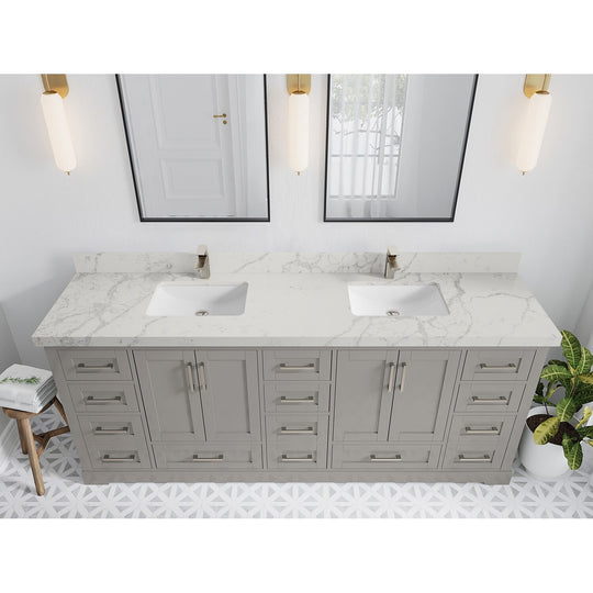 Willow Collection 84 in W X 22 in D X 36 in H Boston Double Bowl Sink Bathroom Vanity with Countertop