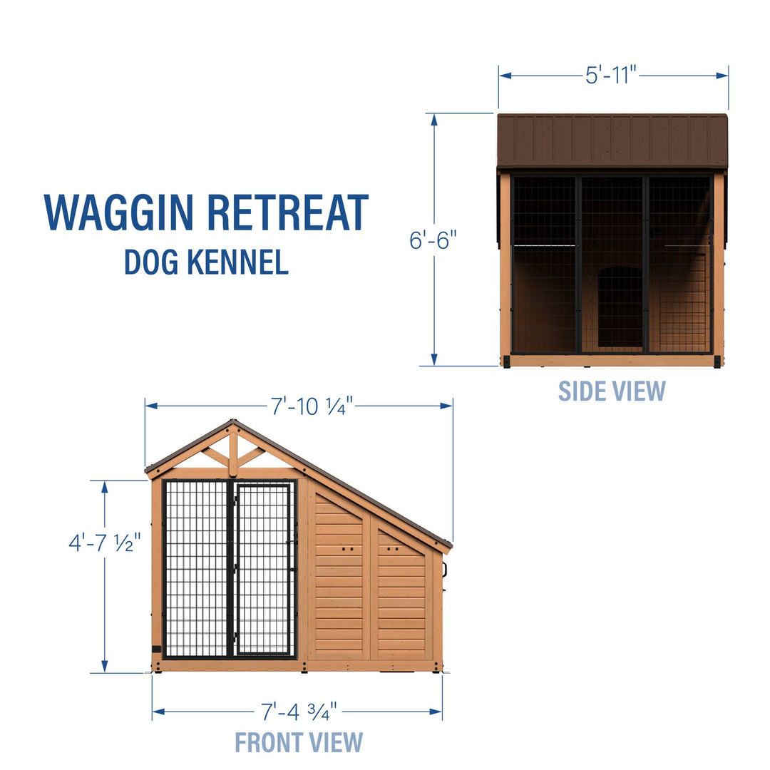 7'X5' Waggin' Retreat Cedar Wood Outdoor Dog Kennel