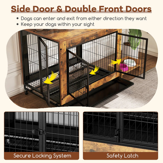 Dog Crate Furniture Industrial Dog Kennel W/ Flip-Up Top