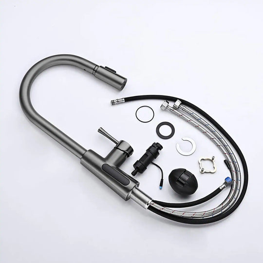 Pull-Down Kitchen Faucet with Temperature Display in Fahrenheit, 3 Water Outlet Modes, Faucet for Kitchen Sink, KF2501