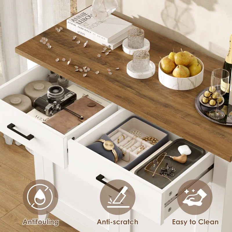Ailynn Wood Accent Cabinets with 2 Drawers & 2 Doors
