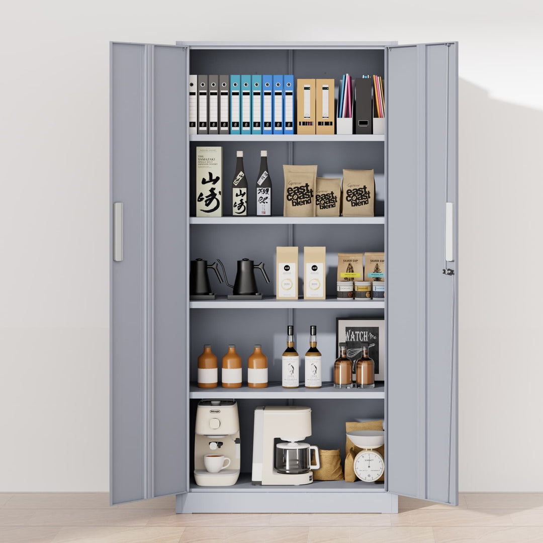 71'' H Metal Garage Storage Work Cabinet with Locking Doors and Adjustable Shelves