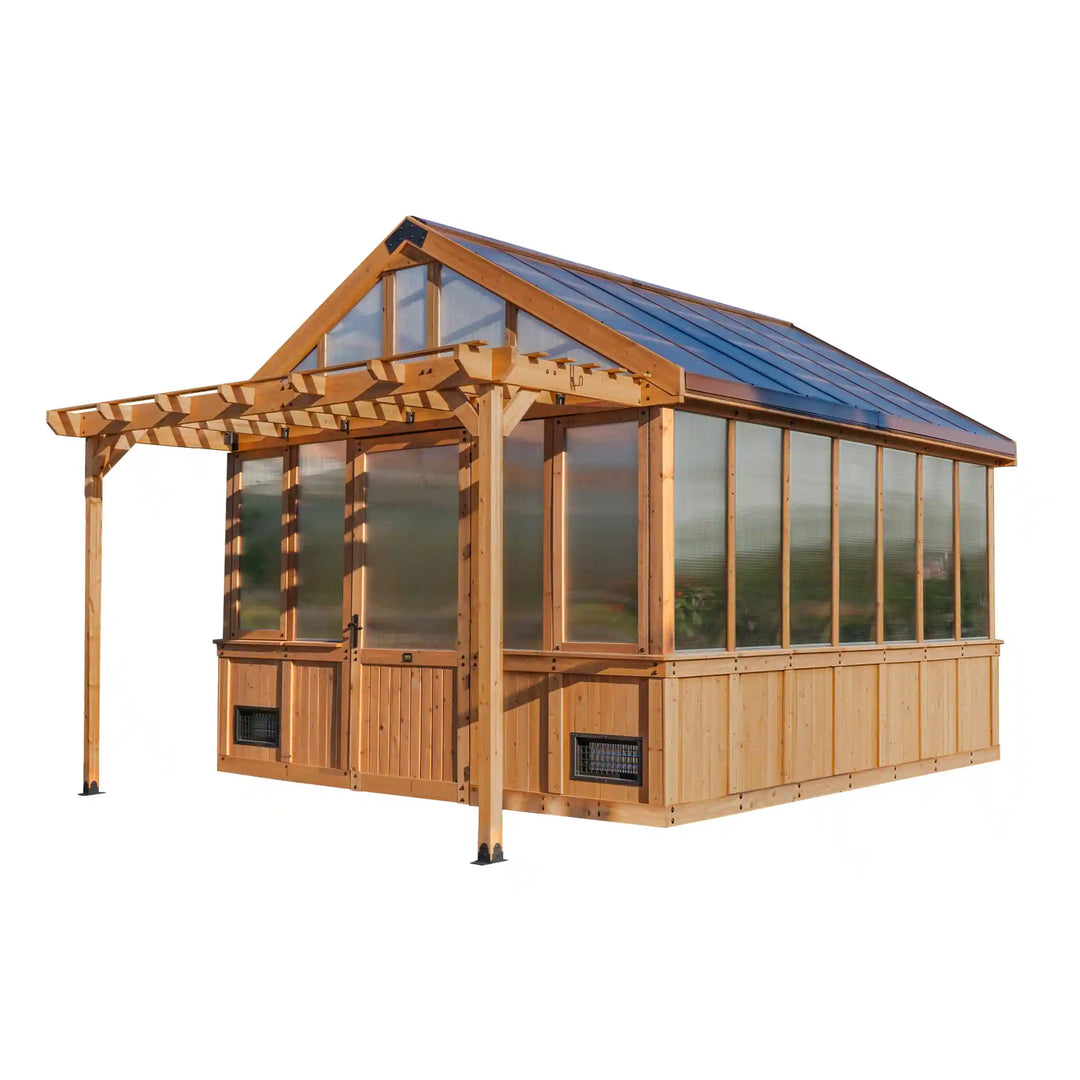Bellerose XL 13'X11' Cedar Wood Greenhouse, Pergola - 13 X 11