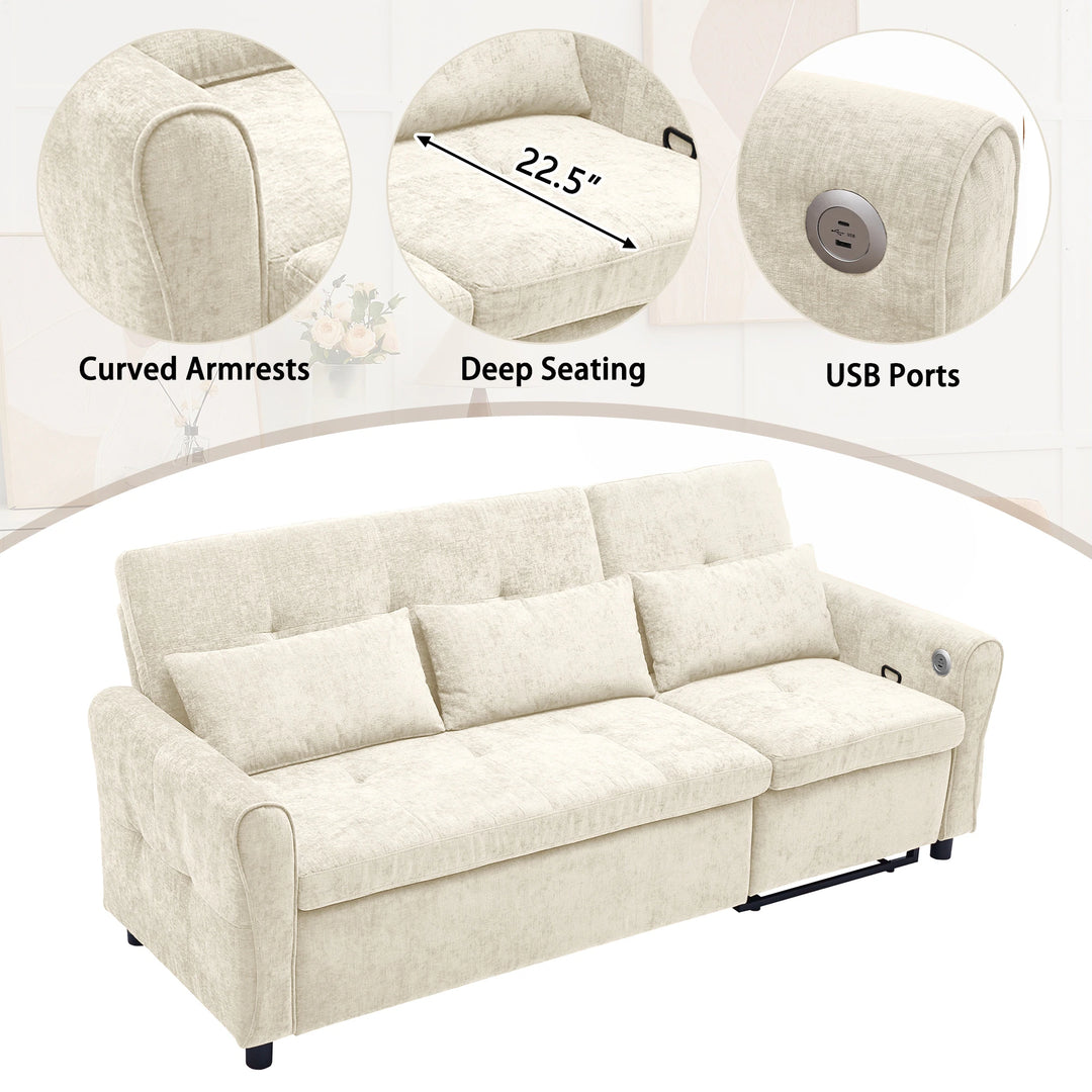 2-In-1 Sofa with Pull-Out Sleeper & Reversible Recliner by