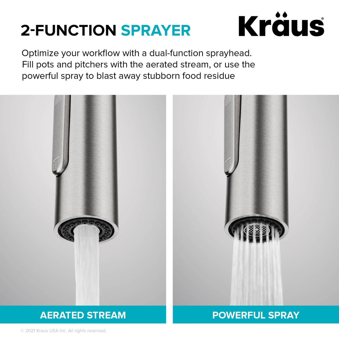2-Function 1-Handle 1-Hole Pulldown Sprayer Brass Kitchen Faucet