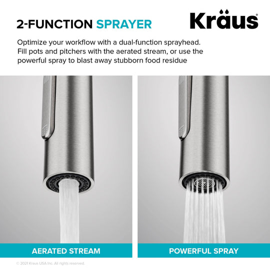 2-Function 1-Handle 1-Hole Pulldown Sprayer Brass Kitchen Faucet