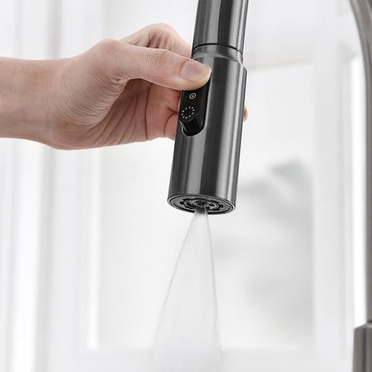 Pull-Down Kitchen Faucet with Temperature Display in Fahrenheit, 3 Water Outlet Modes, Faucet for Kitchen Sink, KF2501