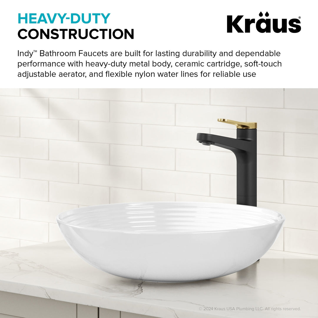 Indy Single Handle Vessel Bathroom Faucet with Pop up Drain