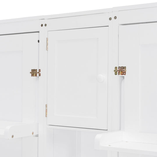 Dual Twin Size Wall Murphy Beds with Cabinets and Shelves, Space-Saving Design