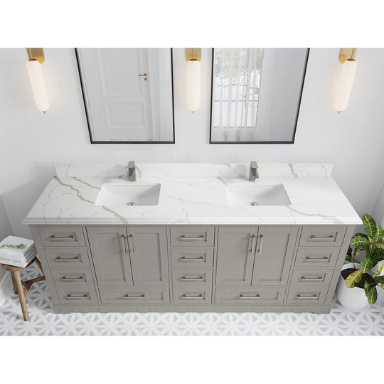 Willow Collection 84 in W X 22 in D X 36 in H Boston Double Bowl Sink Bathroom Vanity with Countertop