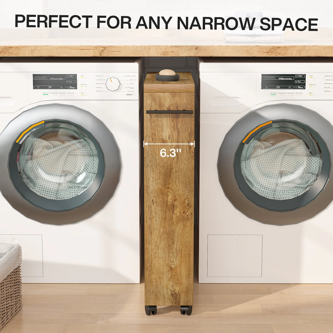 Slim Storage Cart, Rolling Narrow Kitchen Cart on Wheels