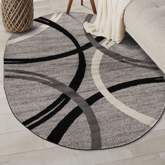 Contemporary Abstract Circles Design Area Rug