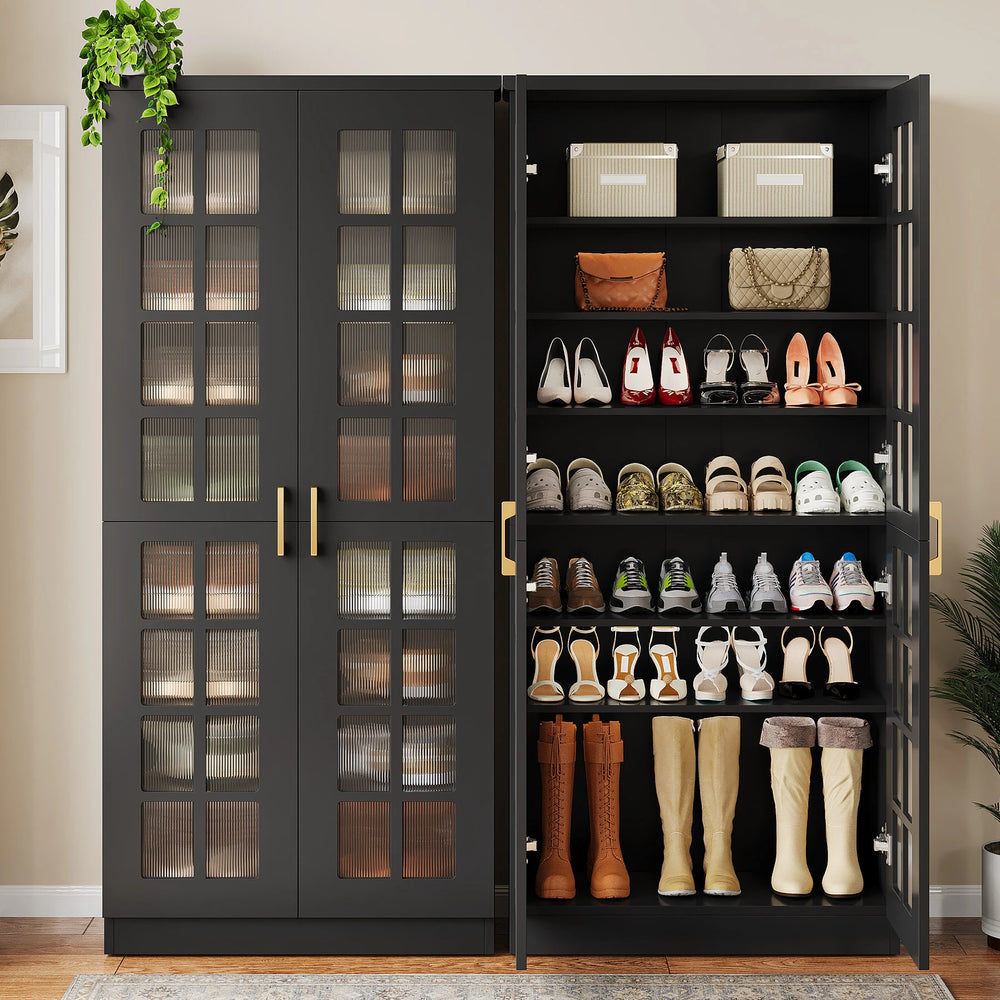 8-Tier Modern Shoe Storage Cabinet with Doors and Adjustable Shelves