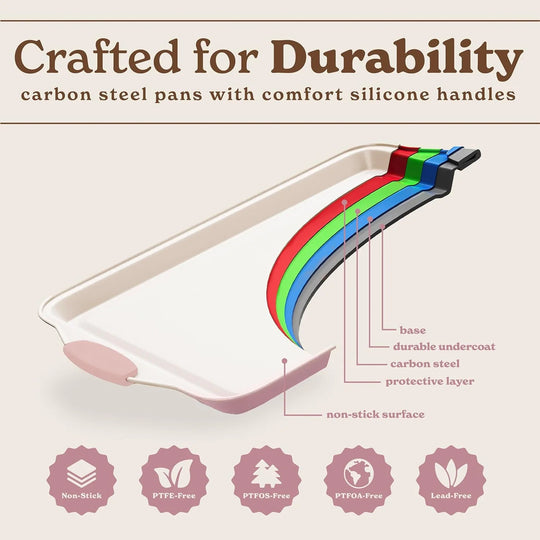 Nonstick Stackable Bakeware Set - Durable, Easy Release Baking Set- 22 Pc. Includes Silicone Muffin Cups