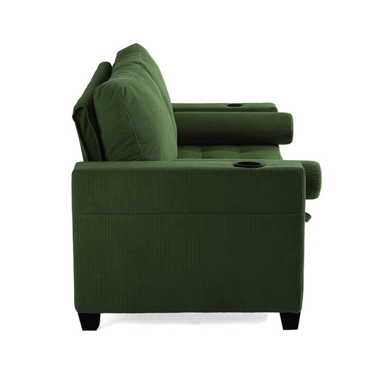 3-In-1 Pull-Out Sleeper Sofa Bed Convertible Adjustable Multi-Functional Loveseat with USB Port