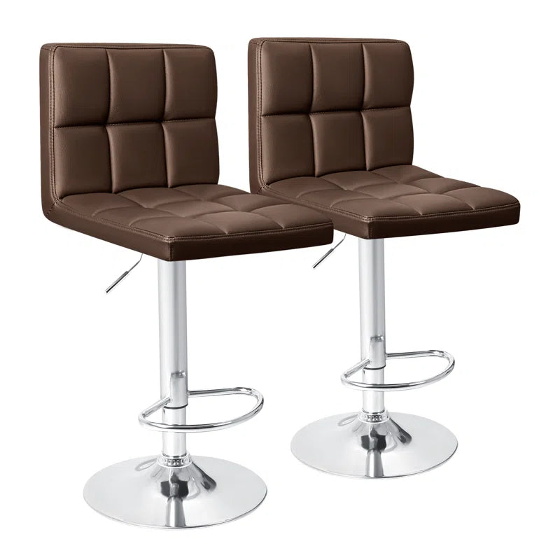 Swivel Upholstered Adjustable Height Counter Stool with Metal Frame