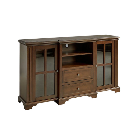 Dietrich Rustic Multifunctional Wooden TV Stand with Shelf and 2 Drawers and Sturdy Legs by