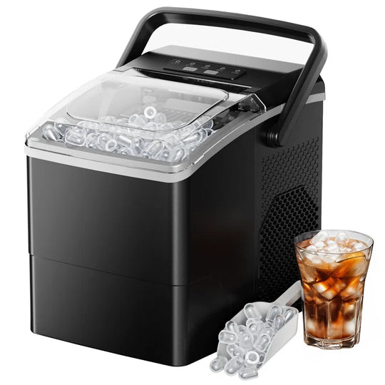 26 Lbs 2 Sizes of Bullet Ice Maker, Camping and Party Ice Maker with Handle, Kitchen Portable Ice Maker Machine with Self-Cleaning