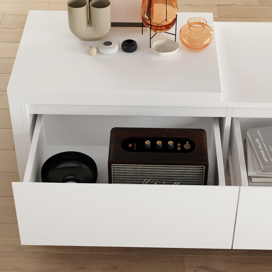 Entertainment Center Table Retracted Extendable TV Stand in Stretch
