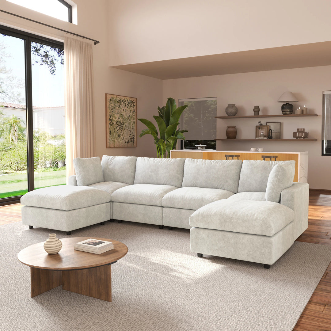 Modern Cloud Sectional Couches for Living Room Set, Chenille U-Shaped Sofa Couch