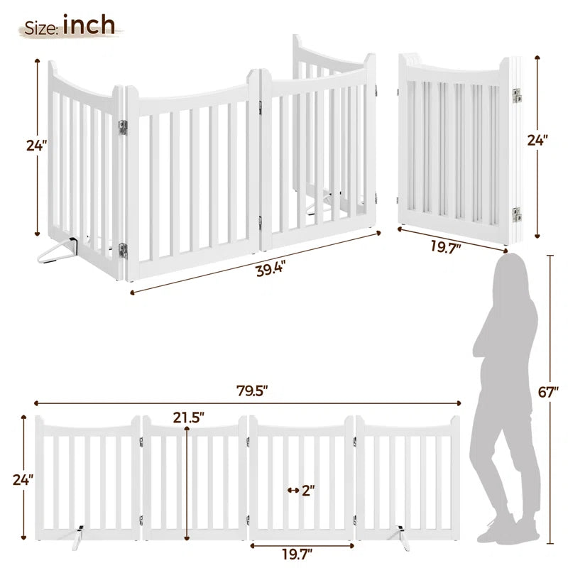 79.5" Long and 24" Tall Freestanding Wooden Dog Gate
