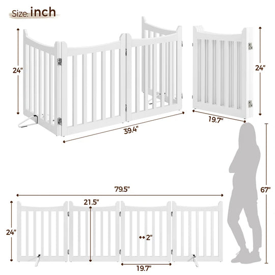 79.5" Long and 24" Tall Freestanding Wooden Dog Gate