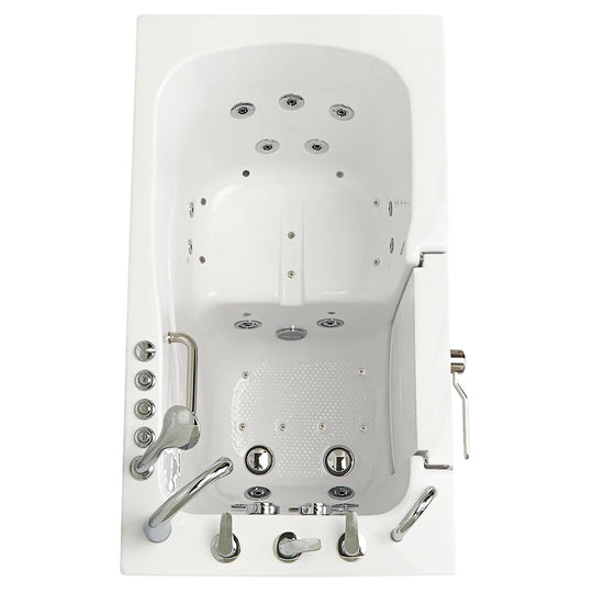Ella Monaco 32" Acrylic Hydro Massage Walk-In Bathtub with Outward Swing Door, 5 Piece Fast Fill Faucet, 2" Dual Drain