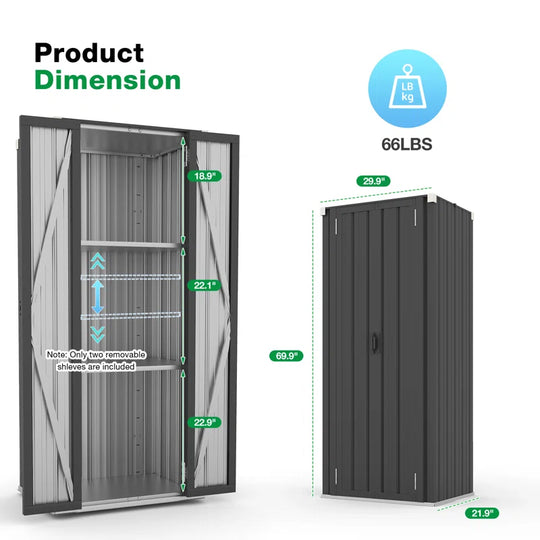 Stetsonville Outdoor Storage Cabinet with Shelves Weatherproof Garden Shed