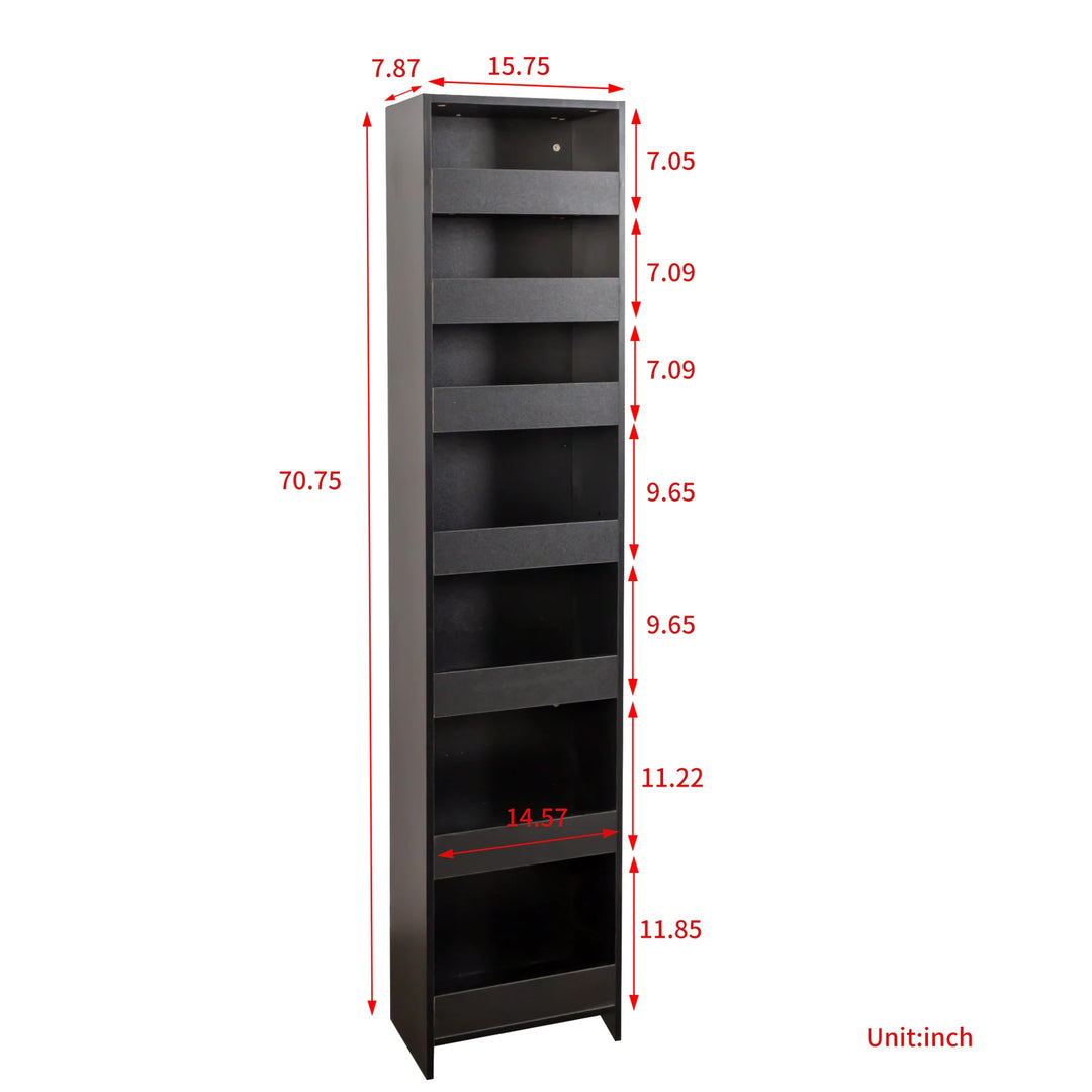 7-Tier Rolling Storage Shelf, Modern Pull-Out Organizer with Single-Sided Access for Kitchen, Living Room, Pantry