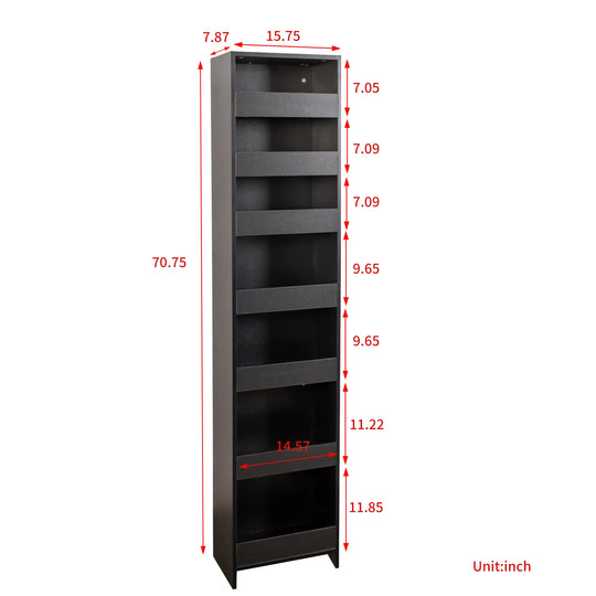 7-Tier Rolling Storage Shelf, Modern Pull-Out Organizer with Single-Sided Access for Kitchen, Living Room, Pantry