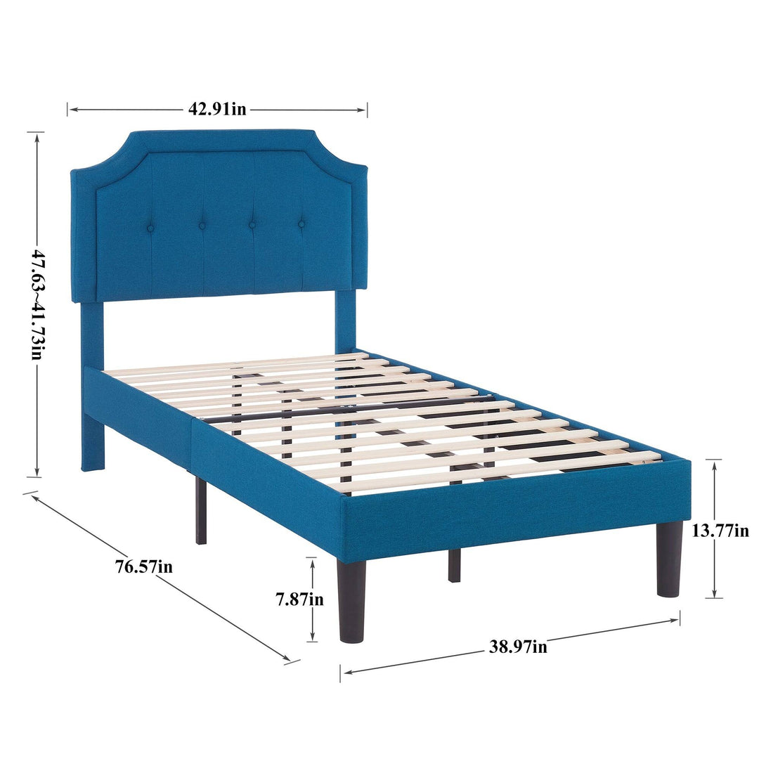 Javlergo Modern Upholstered Bed Frame with Height Adjustable Headboard Heavy-Duty Frame No Box Spring Needed
