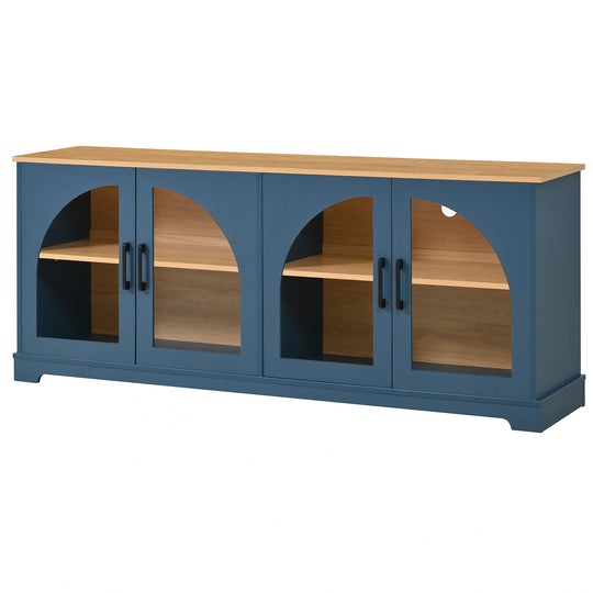 3-Piece Retro Entertainment Center for Tvs up to 70", Two-Tone Farmhouse TV Stand with Sideboard & Bookshelf