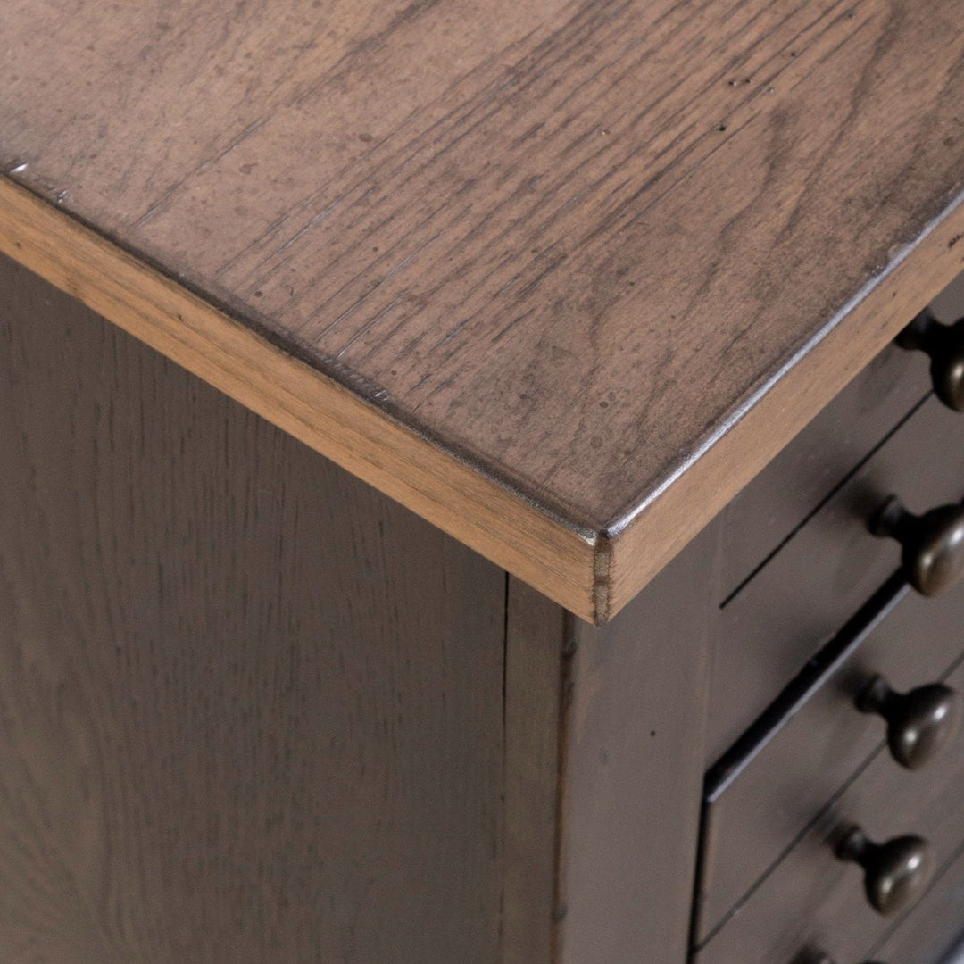 Americana Farmhouse Black Bedside Chest with Charging Station