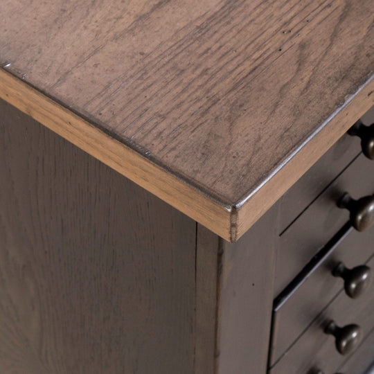 Americana Farmhouse Black Bedside Chest with Charging Station