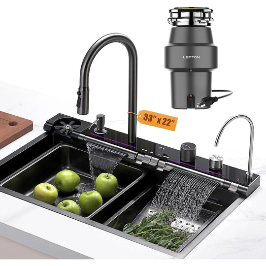 304 Stainless Steel Waterfall Kitchen Sink Set with Pull-Down Faucet KS2207 (Series)