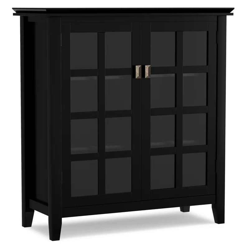 Artisan 38"W Solid Wood Transitional Medium Storage Cabinet with Glass Doors and Adjustable Shelves