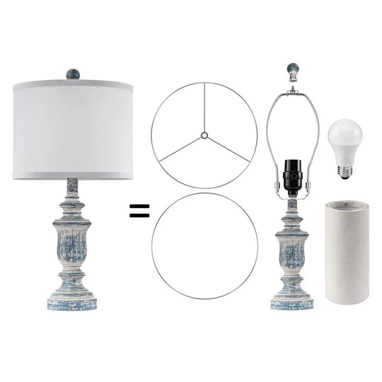22" Rustic Table Lamp Set with Fabric Shade(Set of 2) - W11" * H 22"
