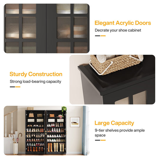 8-Tier Modern Shoe Storage Cabinet with Doors and Adjustable Shelves