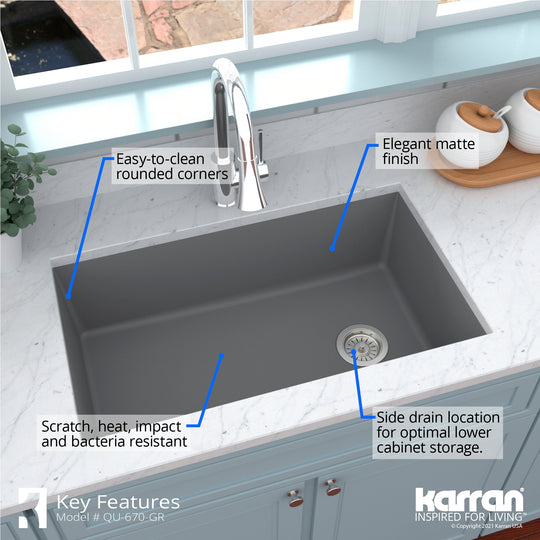 Undermount Quartz Single-Bowl Kitchen Sink