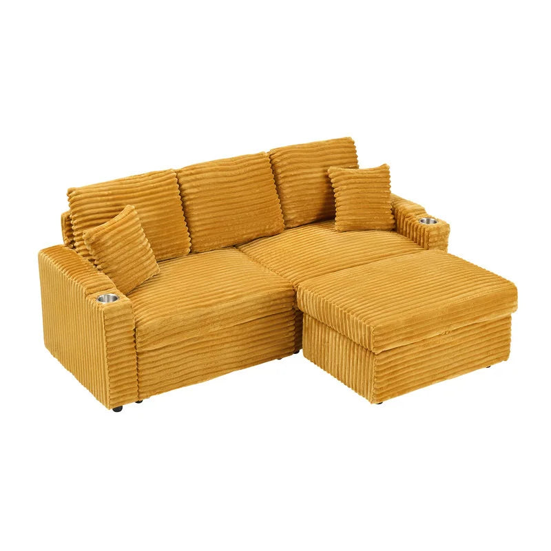 80" Cordylona Sofa, Cup Holder, Ottoman Storage