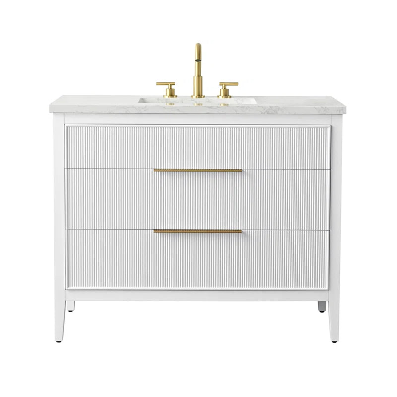 Bilroy Egremt 42'' Single Bathroom Vanity with Engineered Stone Top