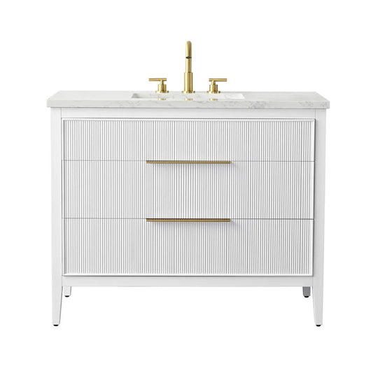 Bilroy Egremt 42'' Single Bathroom Vanity with Engineered Stone Top