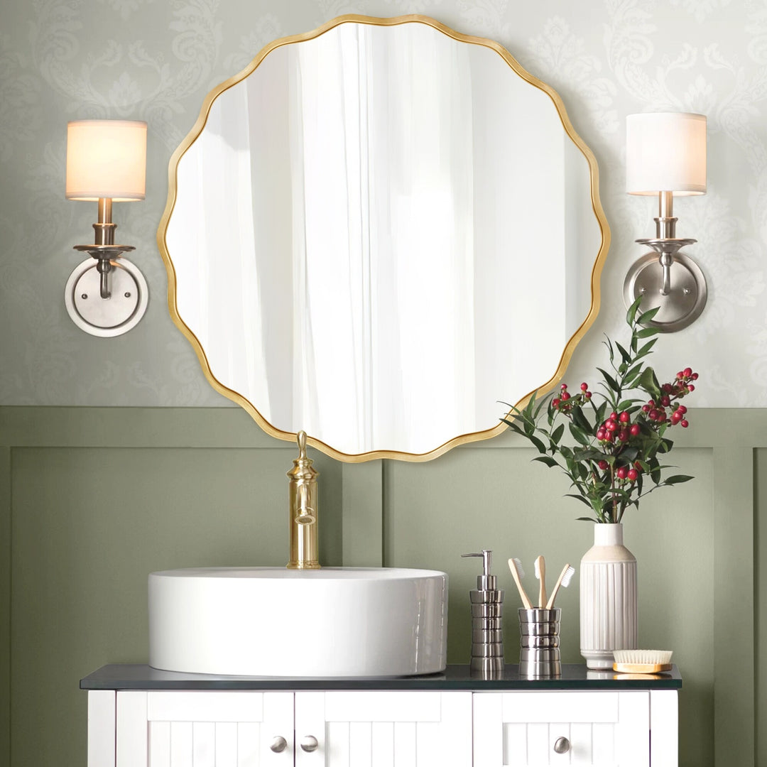 Aluminum Alloy Framed Wavy round Wall Mirror